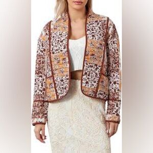 Amazon Cropped Floral Quilted Jacket